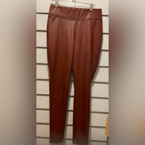 INC International Concepts Sz 6 Pull On Faux Leather Leggings Brown Color NWOT